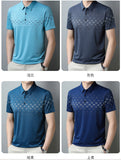 New Ice Silk Short Sleeve Middle-aged Men's Polo Shirt Business Casual Printing Lapel Quick-drying Top