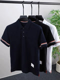 100% pure cotton high-end brand short sleeved men's POLO shirt 2024 summer new light luxury comfortable cotton casual T-shirt