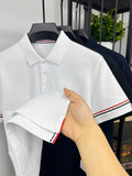 100% pure cotton high-end brand short sleeved men's POLO shirt 2024 summer new light luxury comfortable cotton casual T-shirt