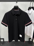 100% pure cotton high-end brand short sleeved men's POLO shirt 2024 summer new light luxury comfortable cotton casual T-shirt