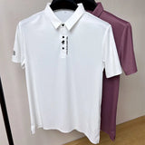 Luxury brand embroidered short sleeve T-shirt men's lapel 2024 new summer ice silk seamless breathable golf casual POLO shirt