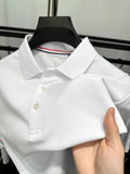 100% pure cotton high-end brand short sleeved men's POLO shirt 2024 summer new light luxury comfortable cotton casual T-shirt