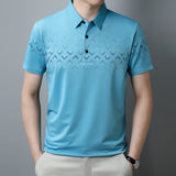 New Ice Silk Short Sleeve Middle-aged Men's Polo Shirt Business Casual Printing Lapel Quick-drying Top