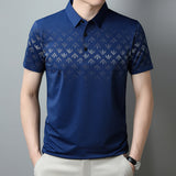 New Ice Silk Short Sleeve Middle-aged Men's Polo Shirt Business Casual Printing Lapel Quick-drying Top