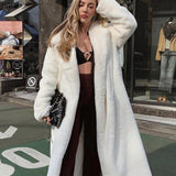 Winter Plush Thick Warm Loose Women Faux Rabbit Fur Coat