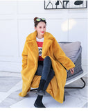 Winter Plush Thick Warm Loose Women Faux Rabbit Fur Coat