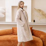 Winter Plush Thick Warm Loose Women Faux Rabbit Fur Coat