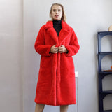 Winter Plush Thick Warm Loose Women Faux Rabbit Fur Coat