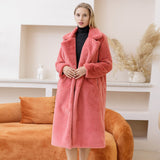 Winter Plush Thick Warm Loose Women Faux Rabbit Fur Coat