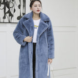 Winter Plush Thick Warm Loose Women Faux Rabbit Fur Coat