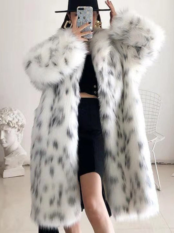 Women Winter New Faux Fox Fur Coats Ladies Casual Snow Warm Long Plush Outerw