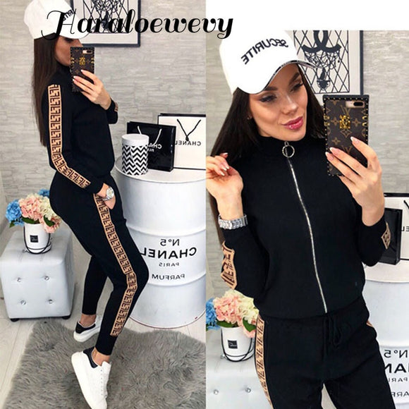 Spring Women Sport Suits Fashion Printed Running Sets